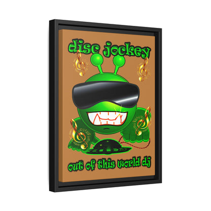disc jockey - framed canvas art (light brown)