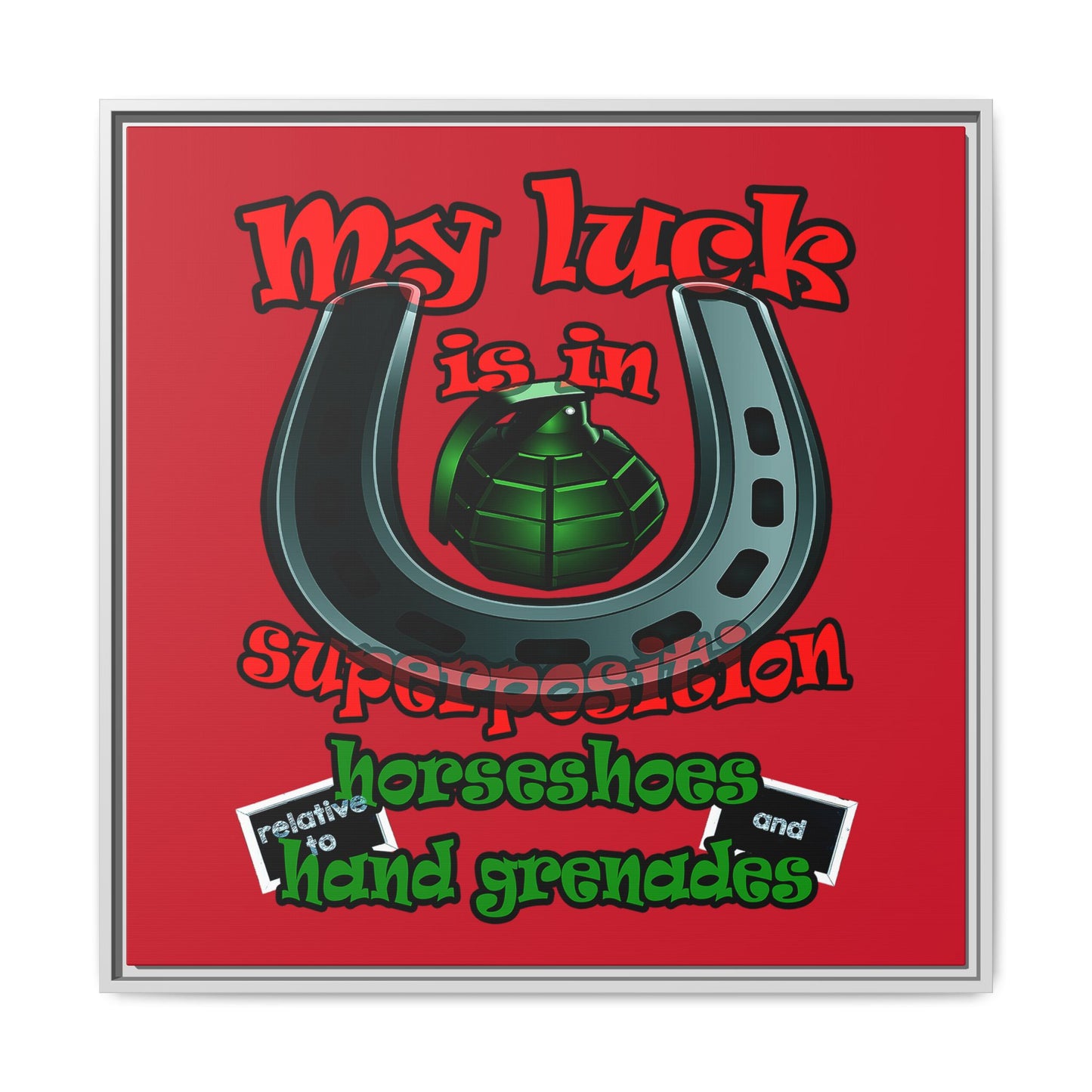 my luck - framed canvas art (dark red)