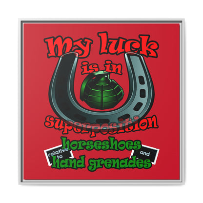 my luck - framed canvas art (dark red)