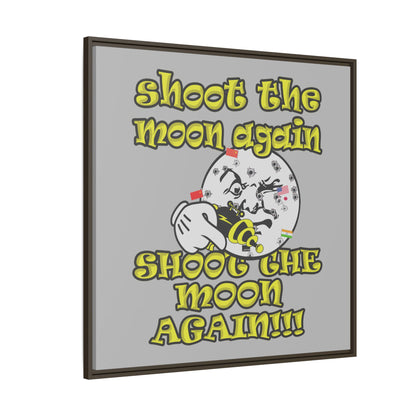 shoot the moon again - framed canvas art (light grey)