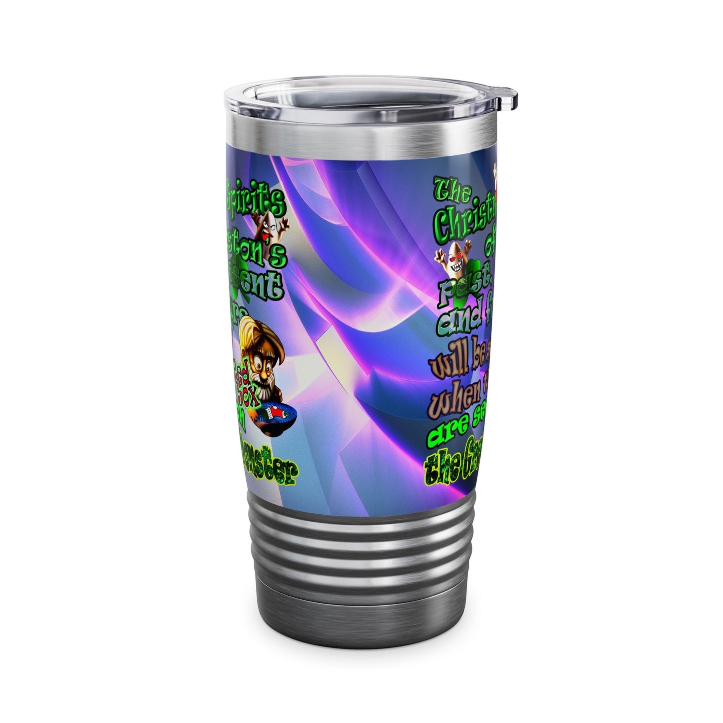 christmas spirits of boston - Ringneck Tumbler, 20oz (grey-pink wave)