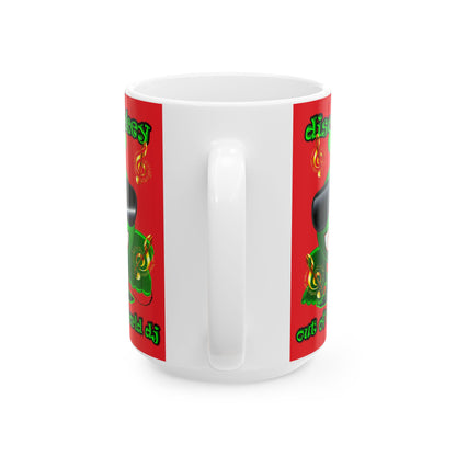 disc jockey - White Mug (red)