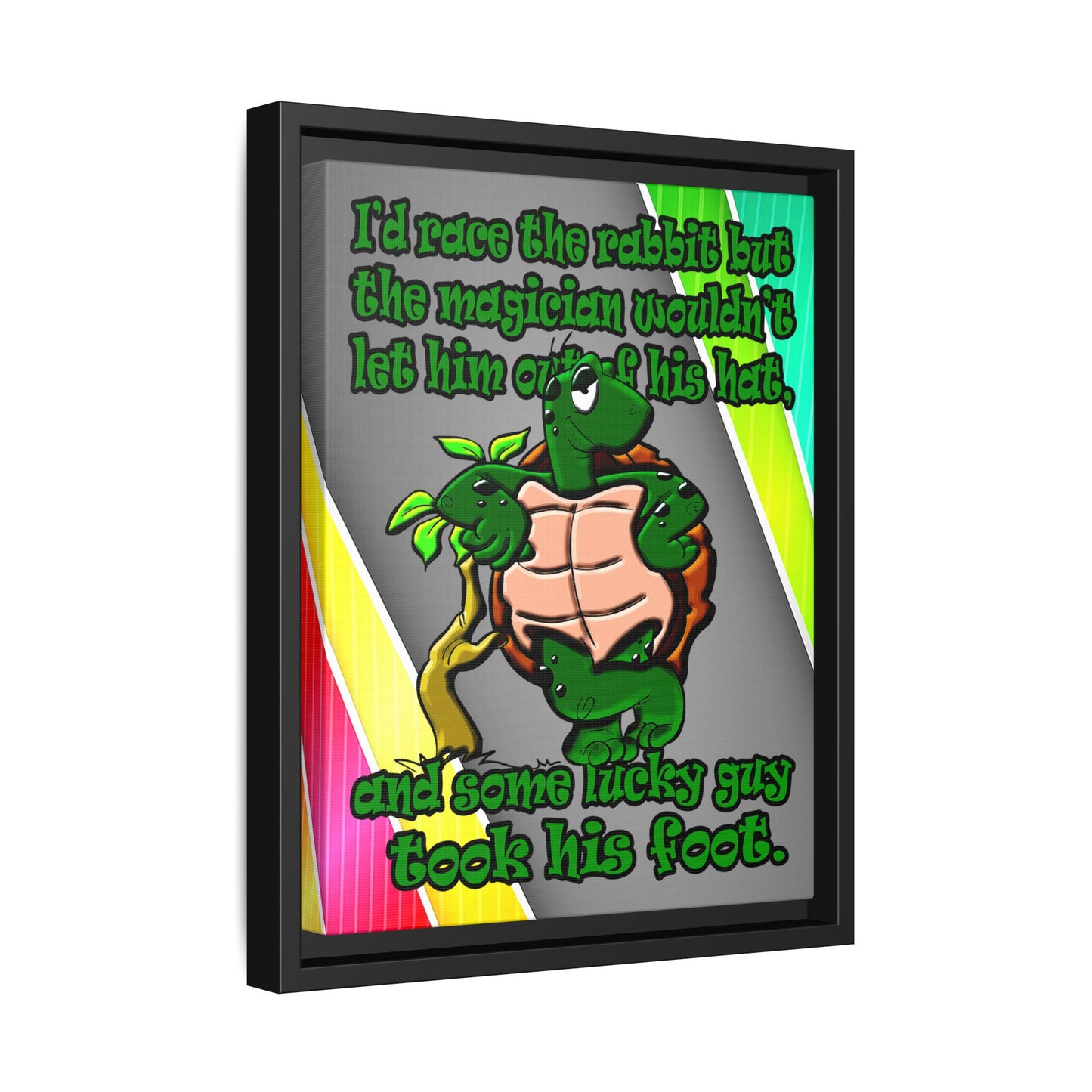 turtle race - framed canvas art (rainbow split)
