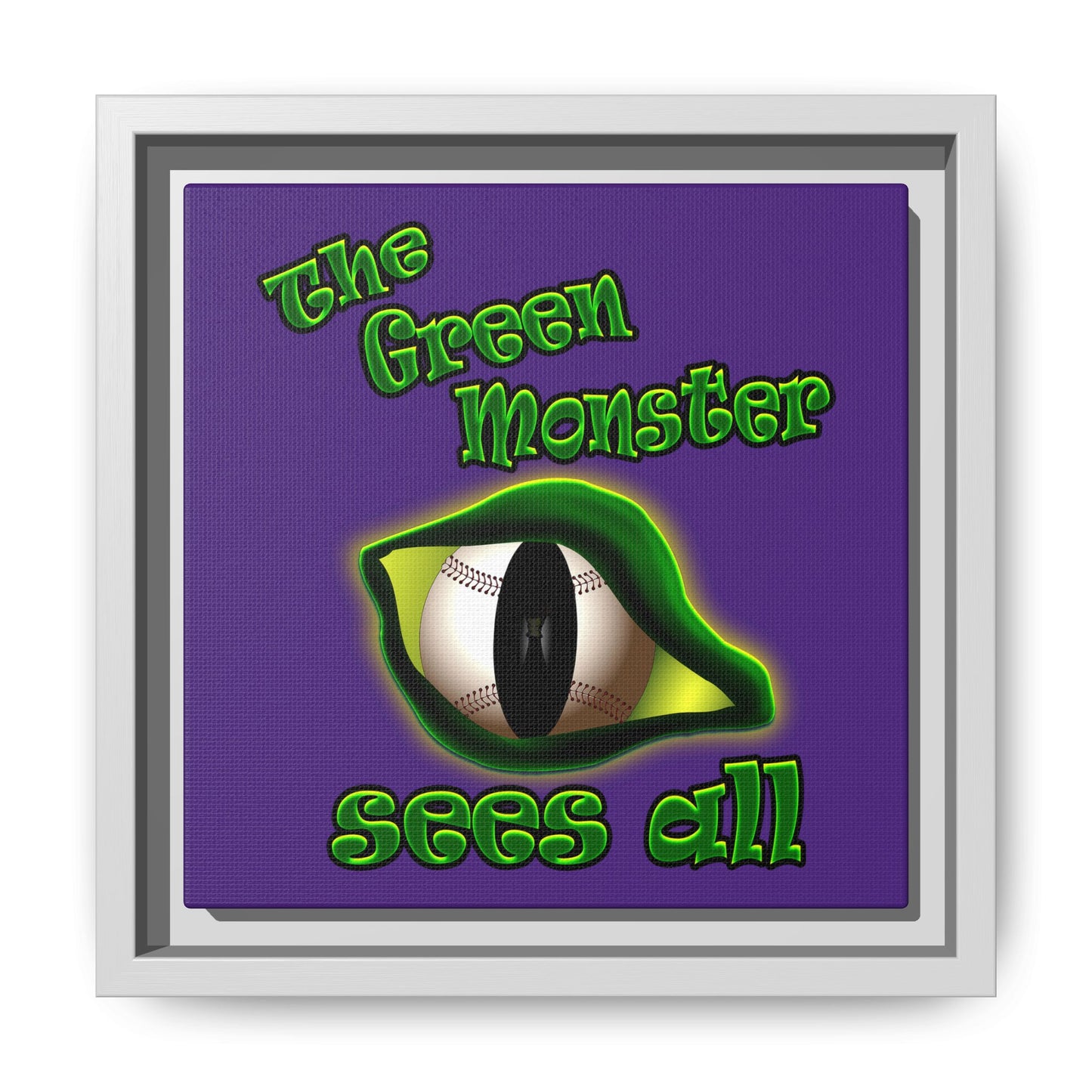green monster - framed canvas art (purple)