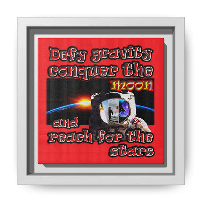 defy conquer reach - framed canvas art (red)
