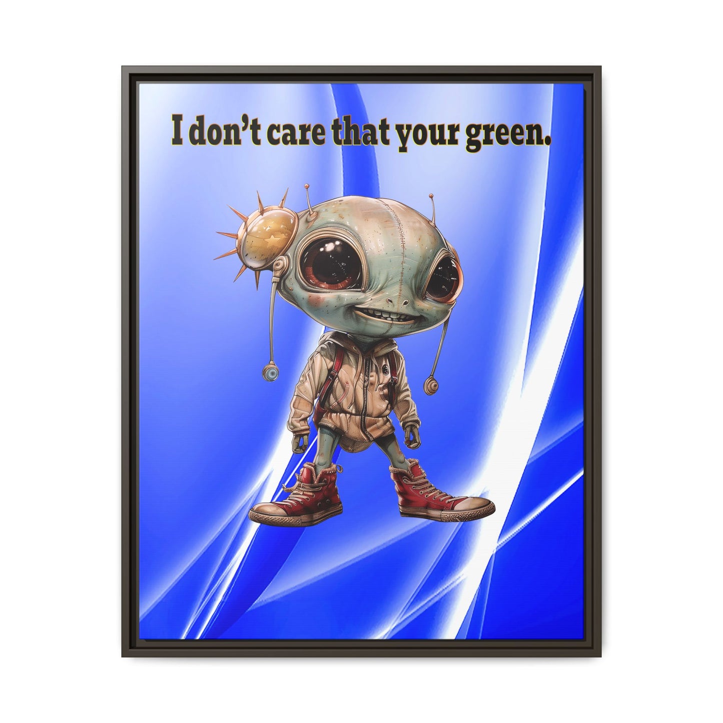 I don't care that your green - framed canvas art (blue-white wave)