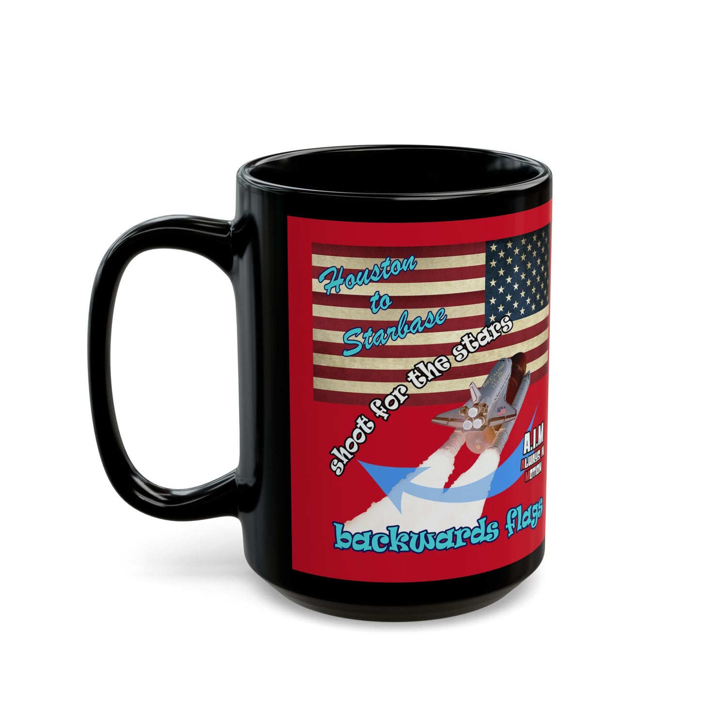 shoot for the stars - Black Mug (dark red)