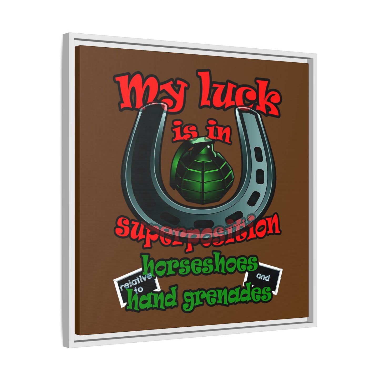 my luck - framed canvas art (brown)