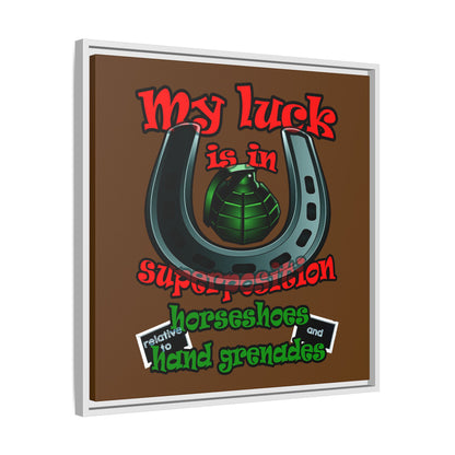 my luck - framed canvas art (brown)