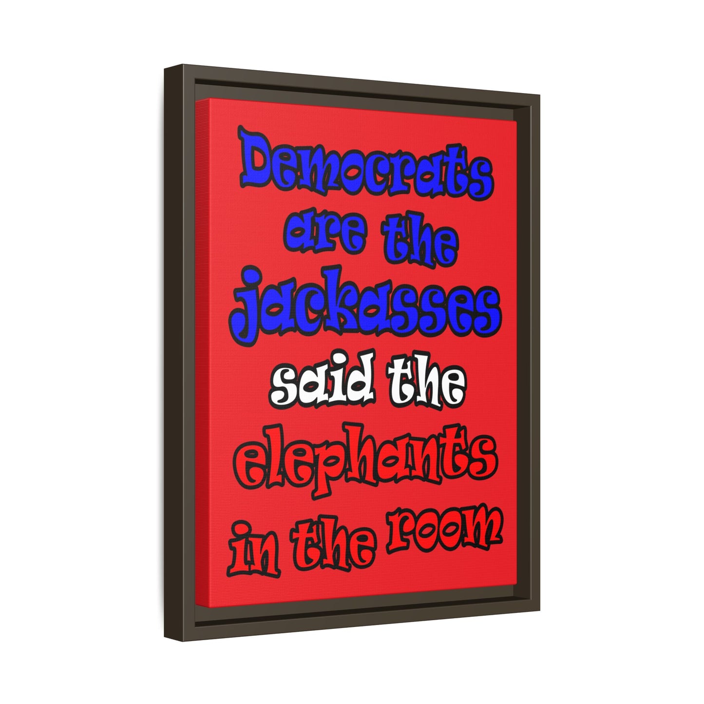 donkeys and elephants - framed canvas art (red)