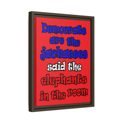 donkeys and elephants - framed canvas art (red)