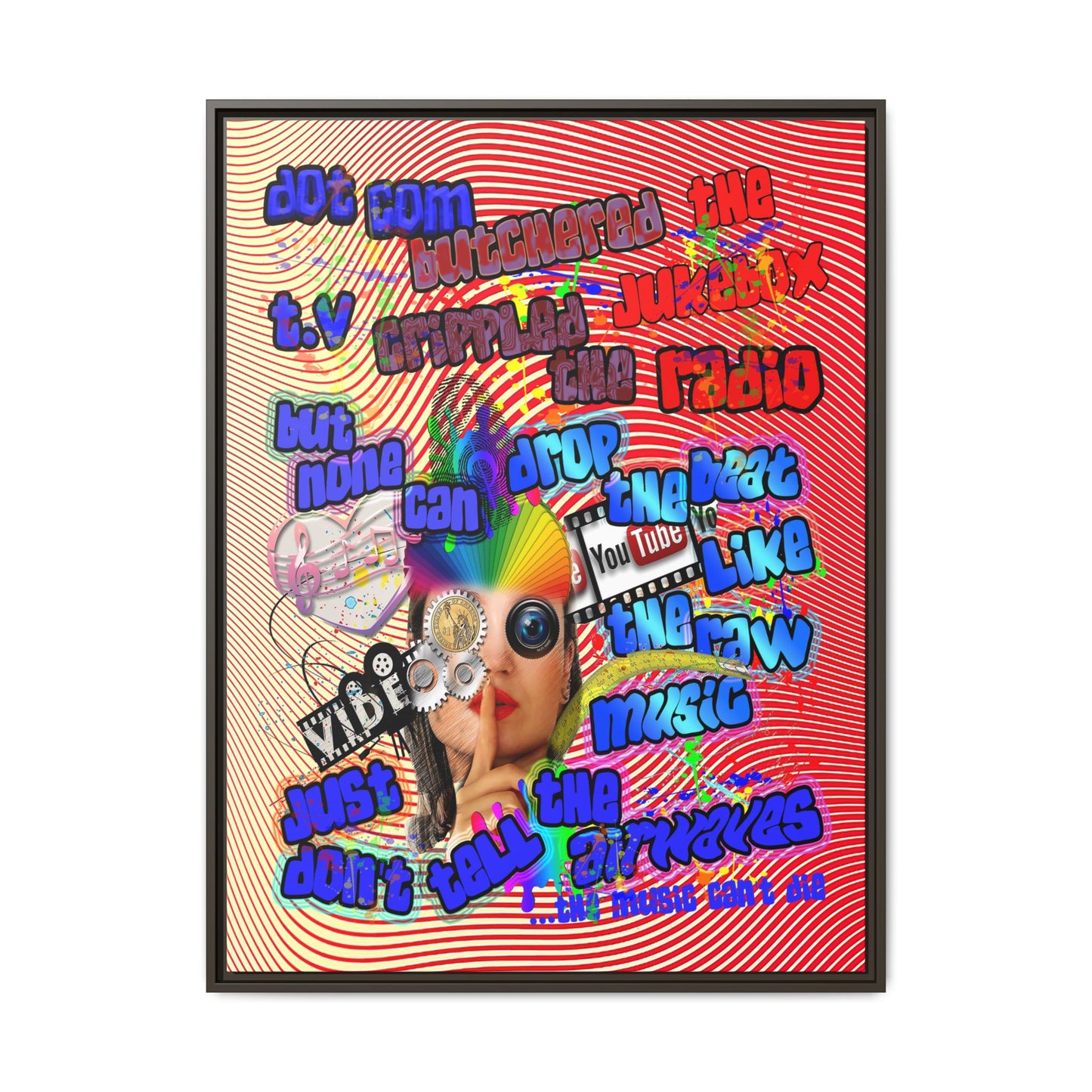 drop the beat - framed canvas art (yellow-orange wave)