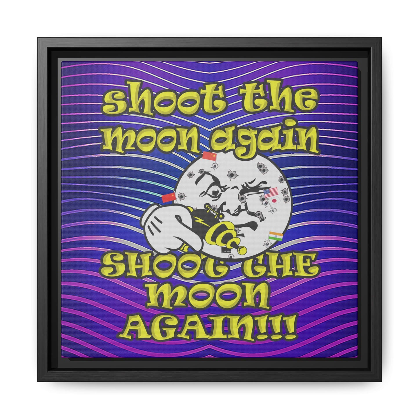 shoot the moon again - framed canvas art (purple wave)