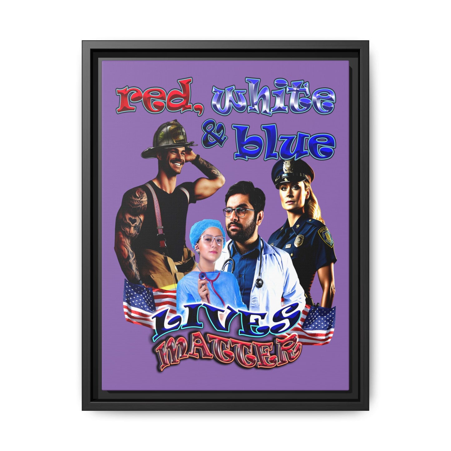 rw&b lives matter - framed canvas art (light purple)