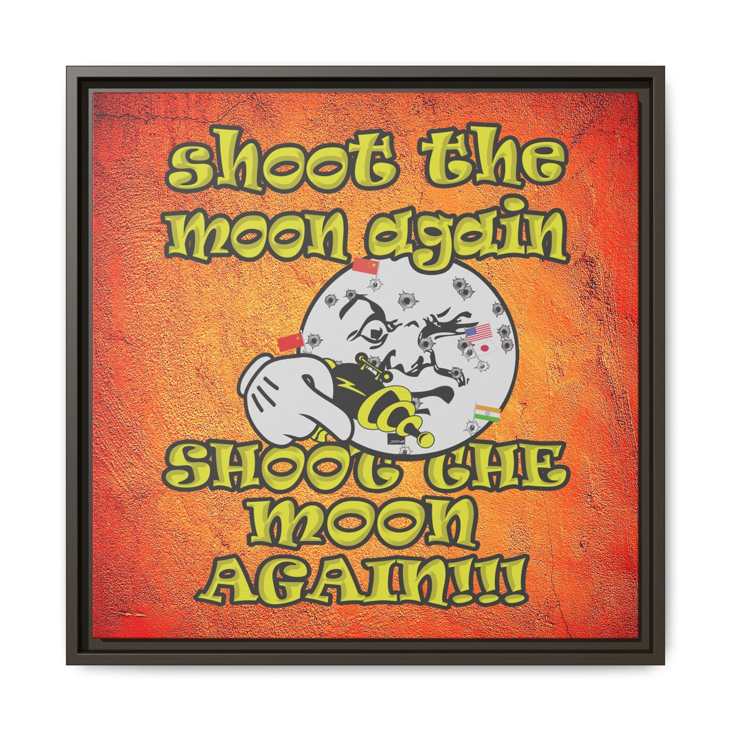 shoot the moon again - framed canvas art (burnt orange)