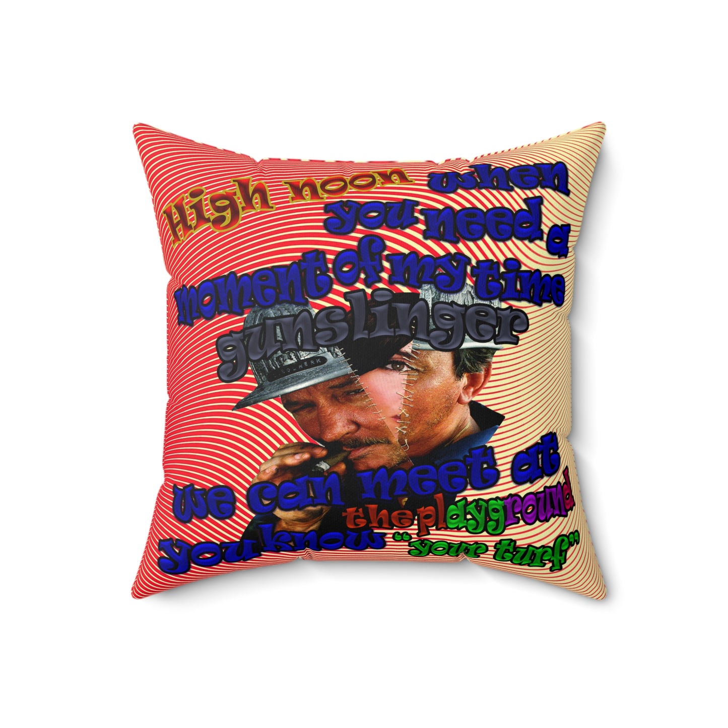 high noon - Spun Polyester Square Pillow - (yellow-orange wave)