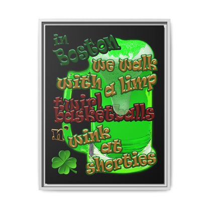 celtics logo - framed canvas art (black)