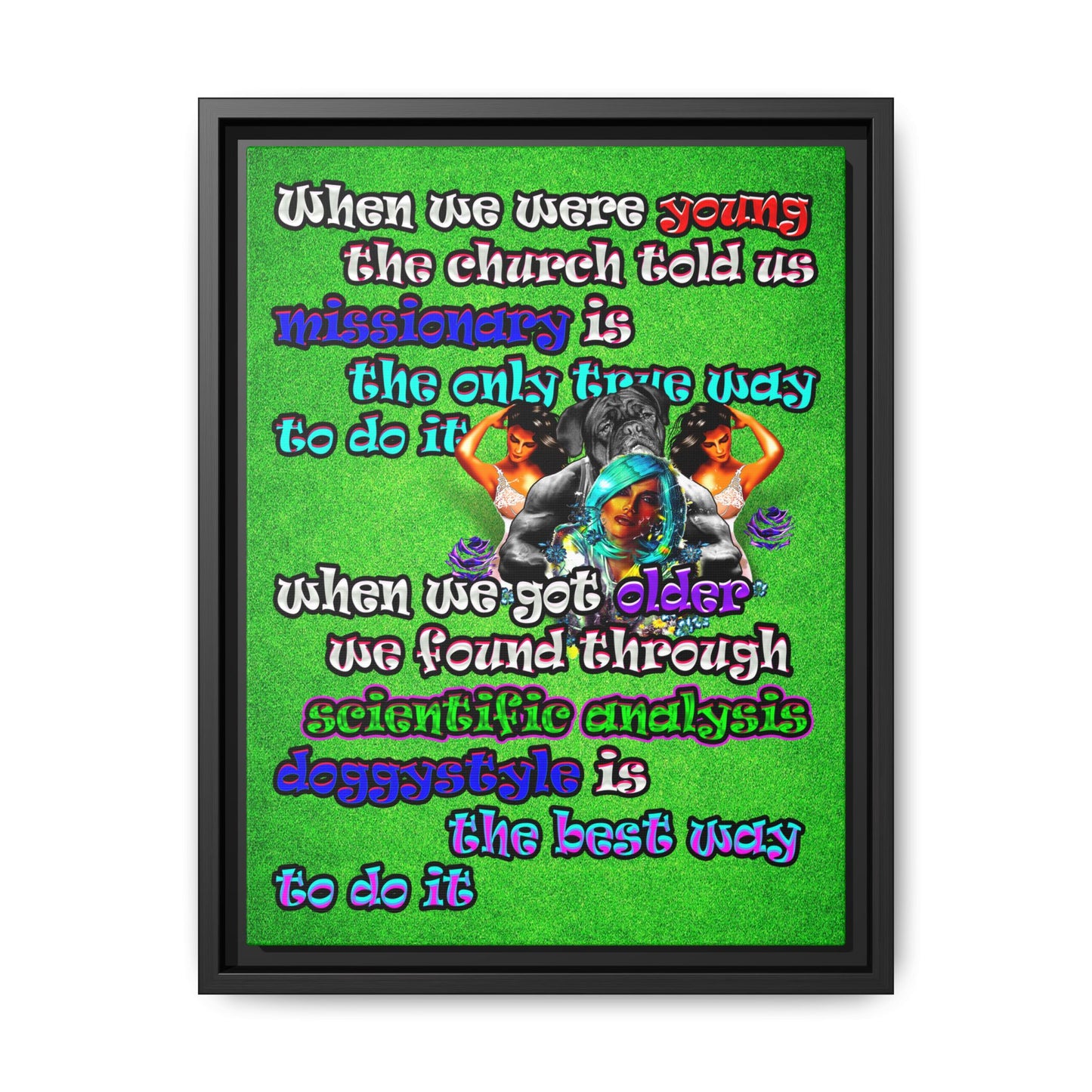 doggystyle - framed canvas art (green turf)
