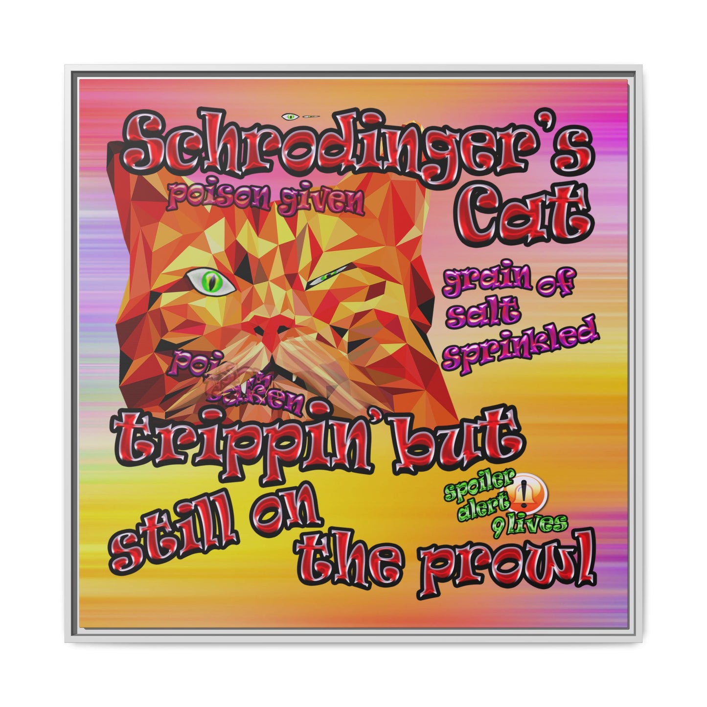 schrodinger's cat - framed canvas art (color blur)