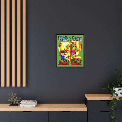 love peace - framed canvas art (green)