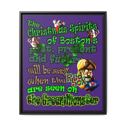 christmas spirits of boston - framed canvas art (purple)