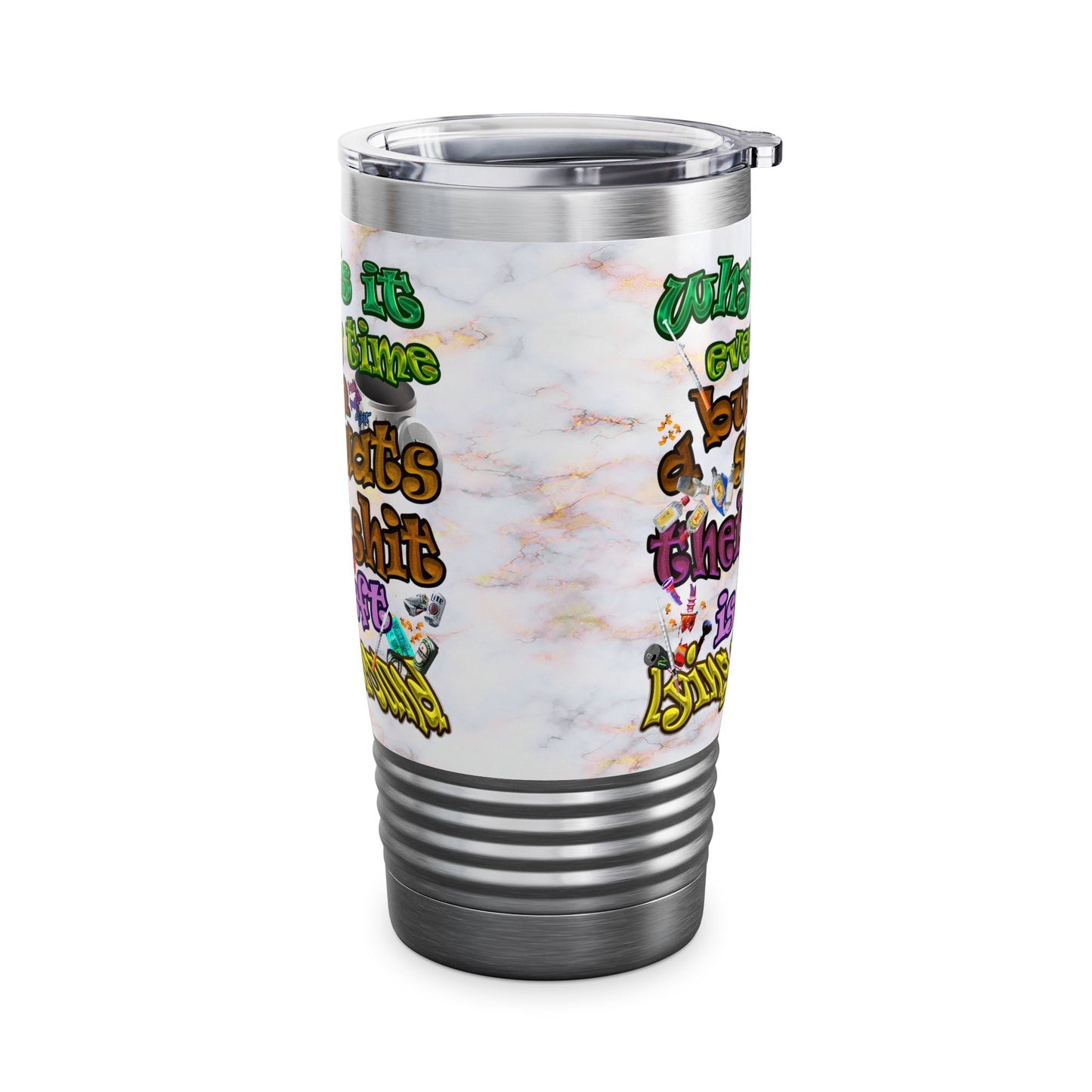 the bum's shit - Ringneck Tumbler, 20oz (white marble)
