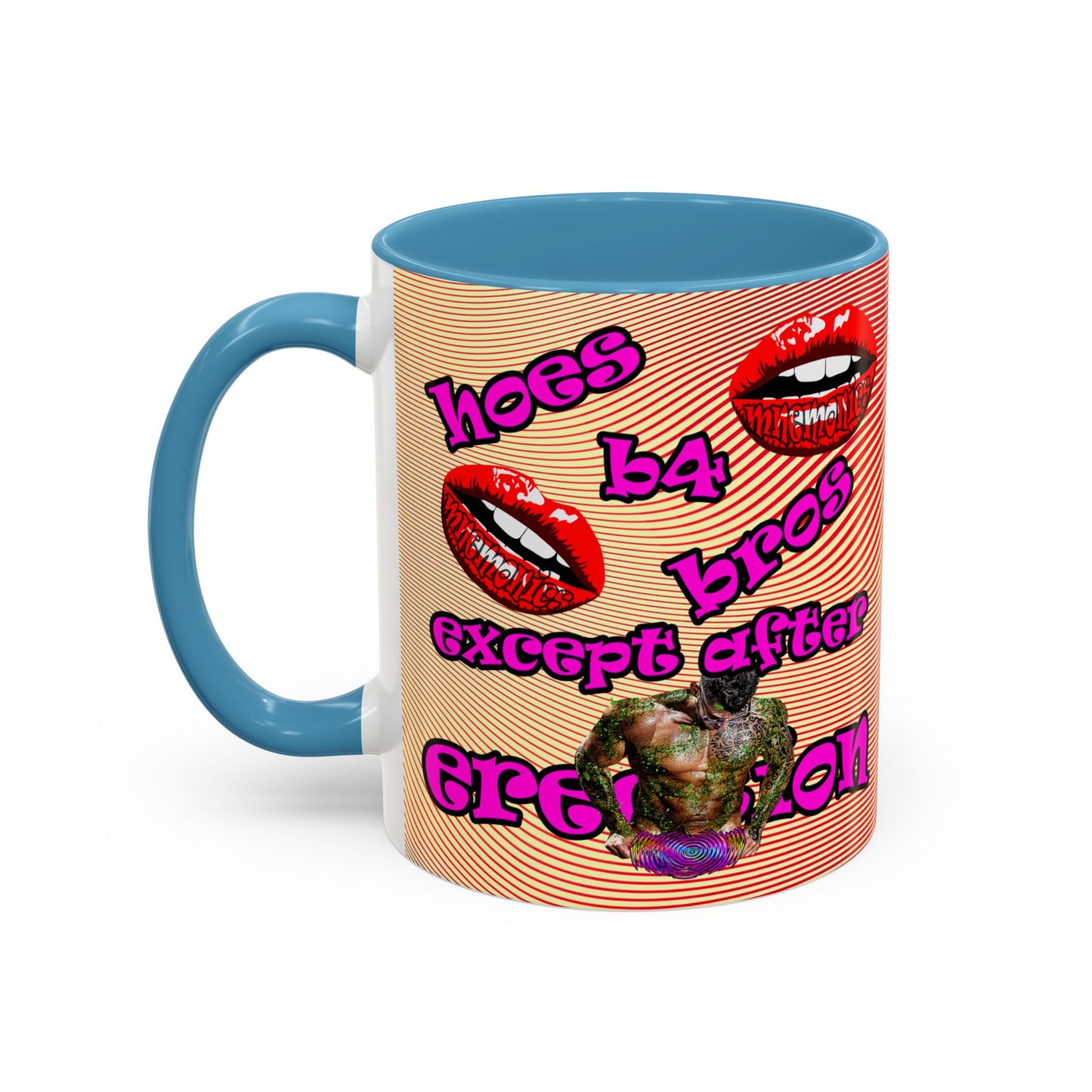 hoes b4 bros - Accent Mug (yellow-orange wave)