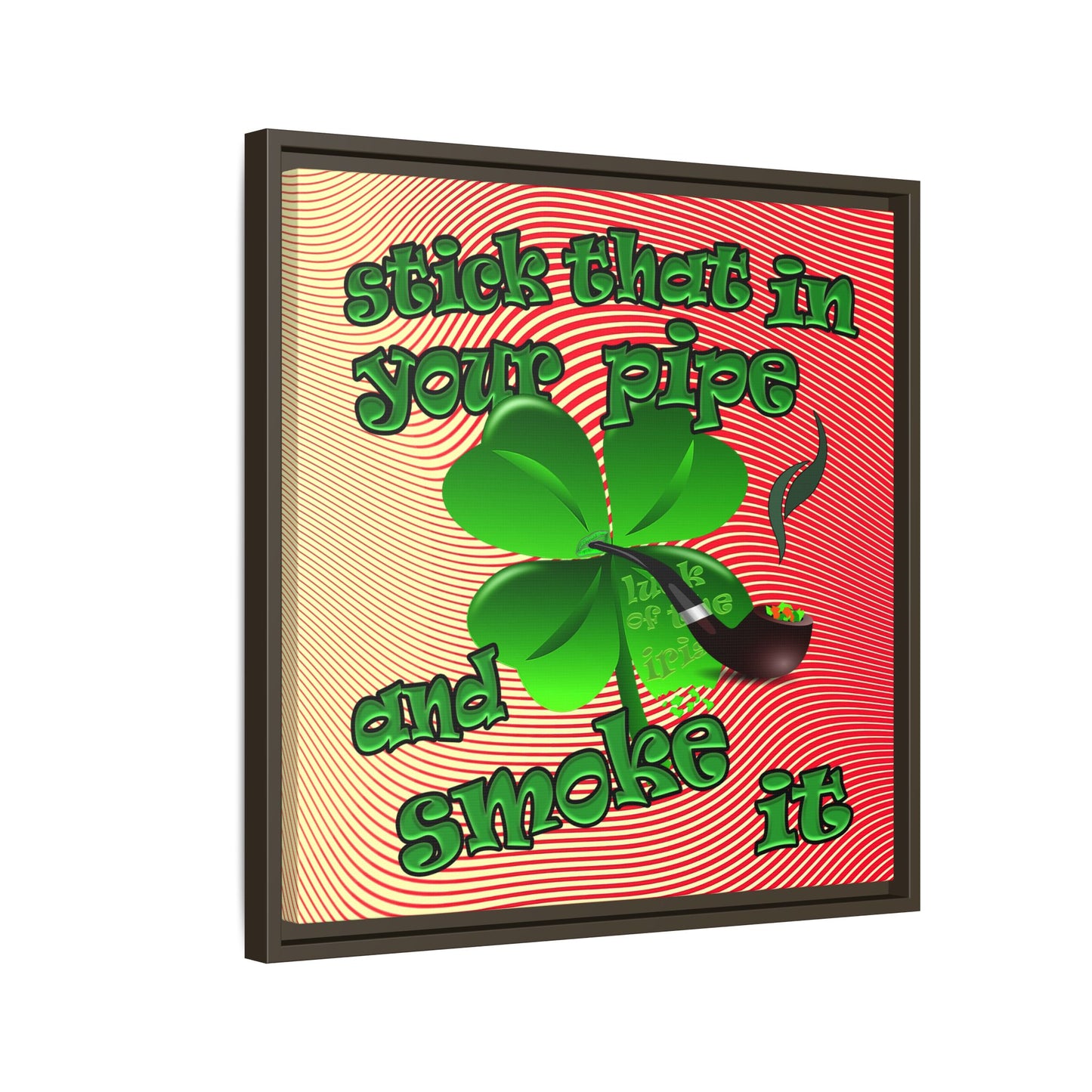 stick that in your pipe and smoke it - framed canvas art (yellow-orange wave)
