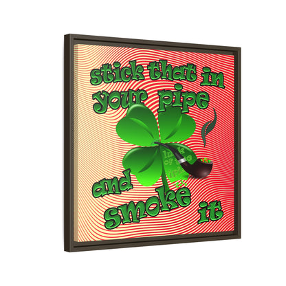 stick that in your pipe and smoke it - framed canvas art (yellow-orange wave)