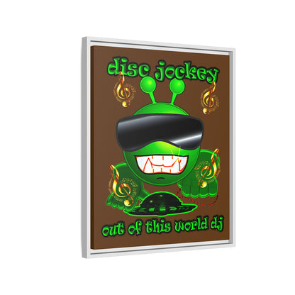 disc jockey - framed canvas art (brown)
