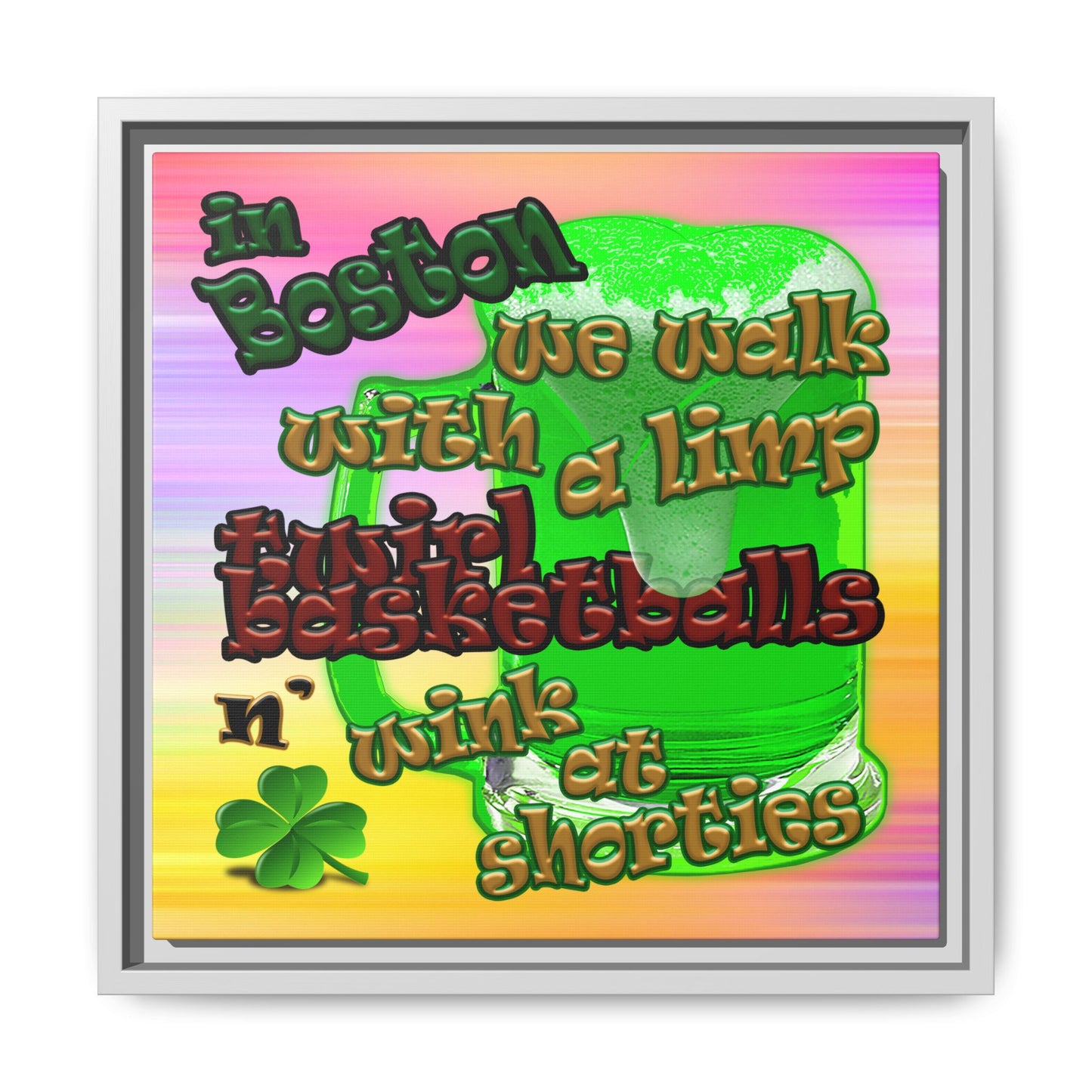 celtics logo - framed canvas art (color blur)