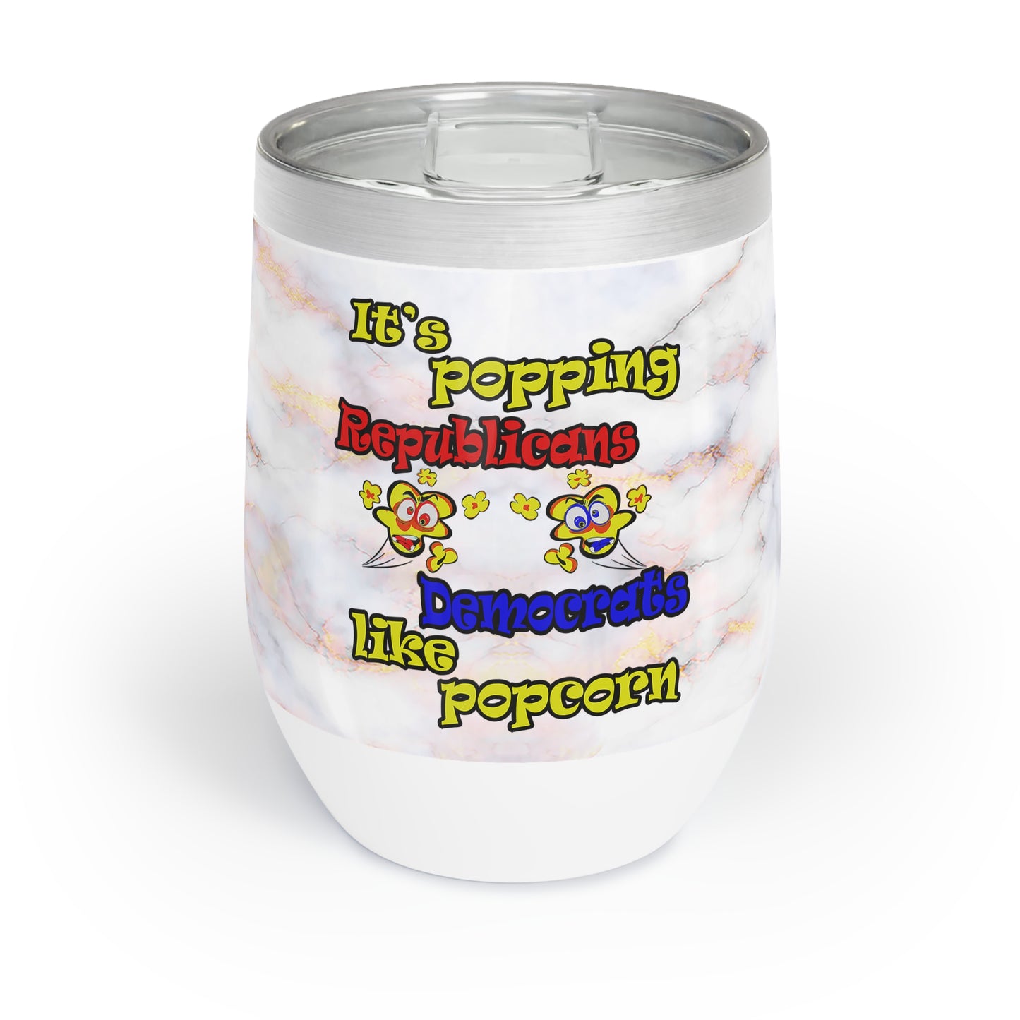 popping like popcorn - Chill Wine Tumbler (white marble)