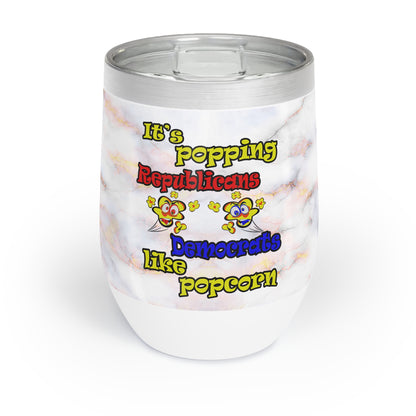 popping like popcorn - Chill Wine Tumbler (white marble)