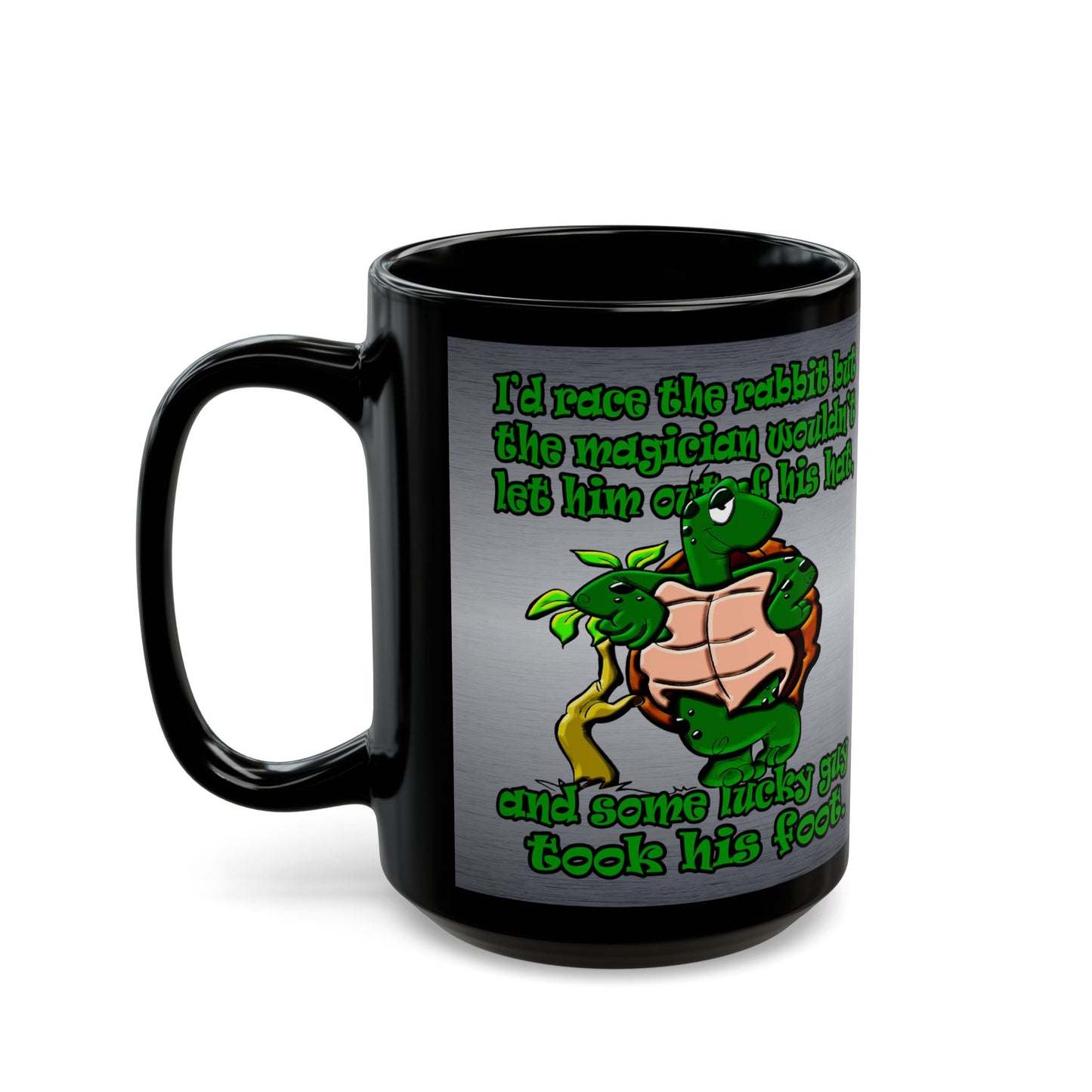 turtle race - Black Mug (brushed nickel)