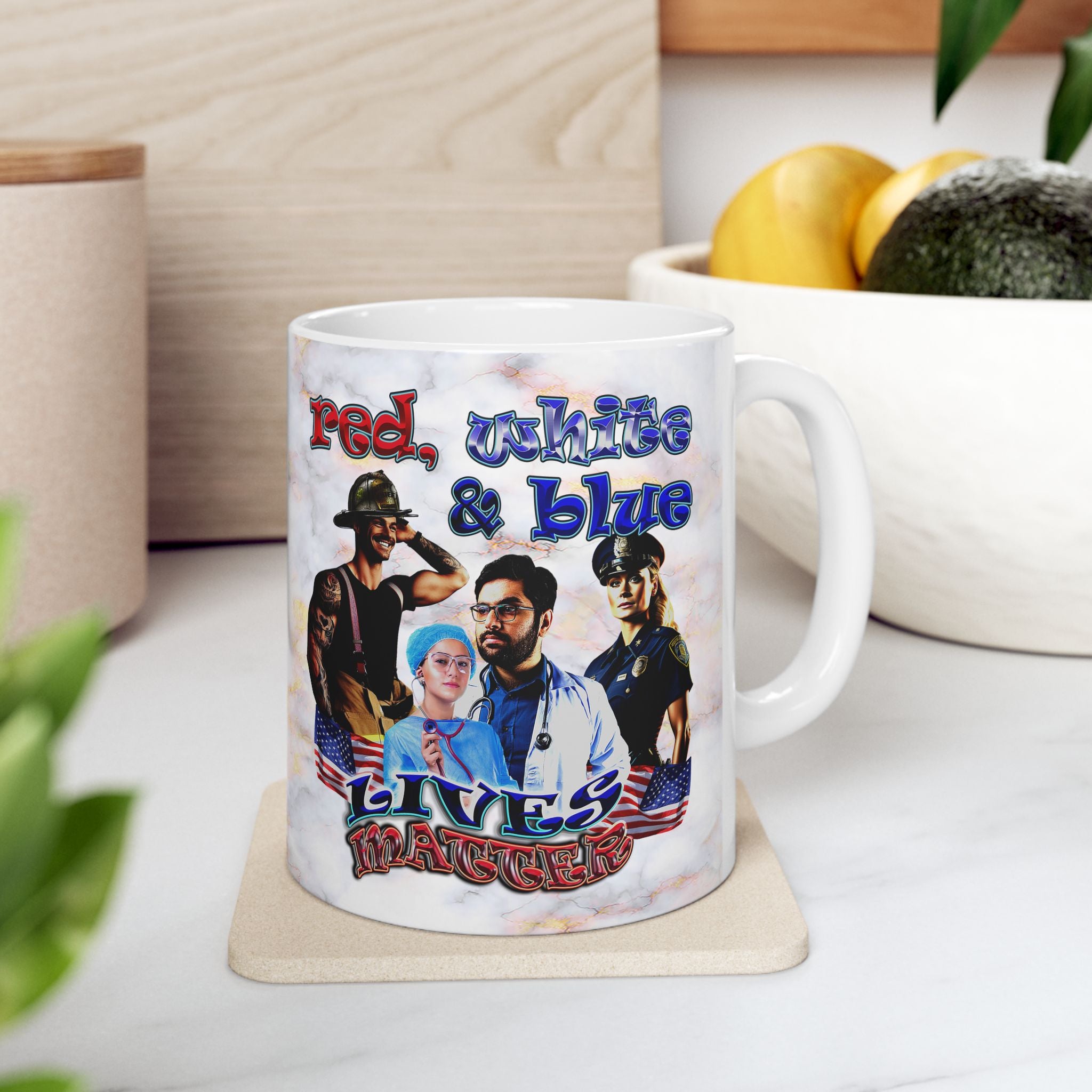 rw&b lives matter - White Mug (white marble)