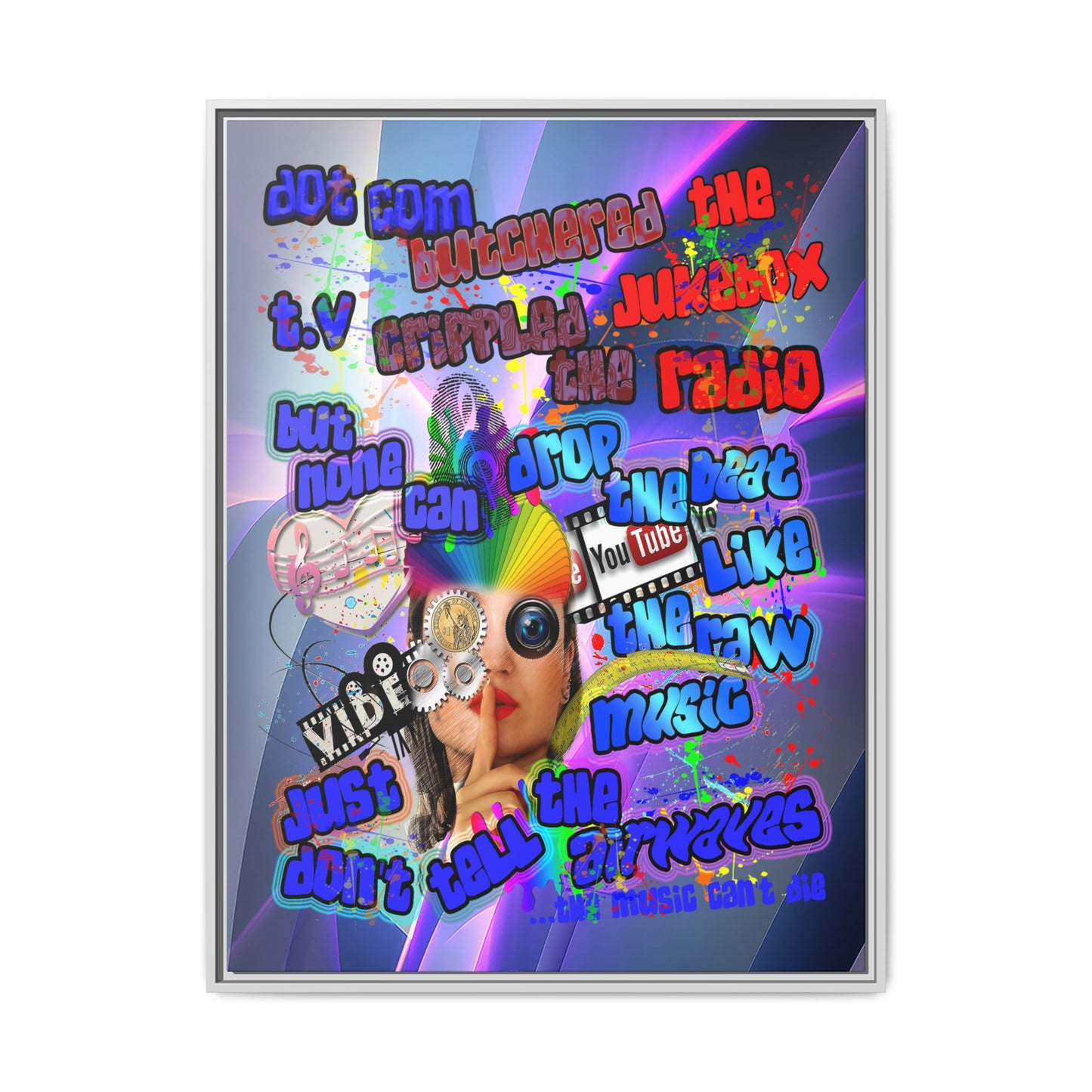 drop the beat - framed canvas art (grey-pink wave)