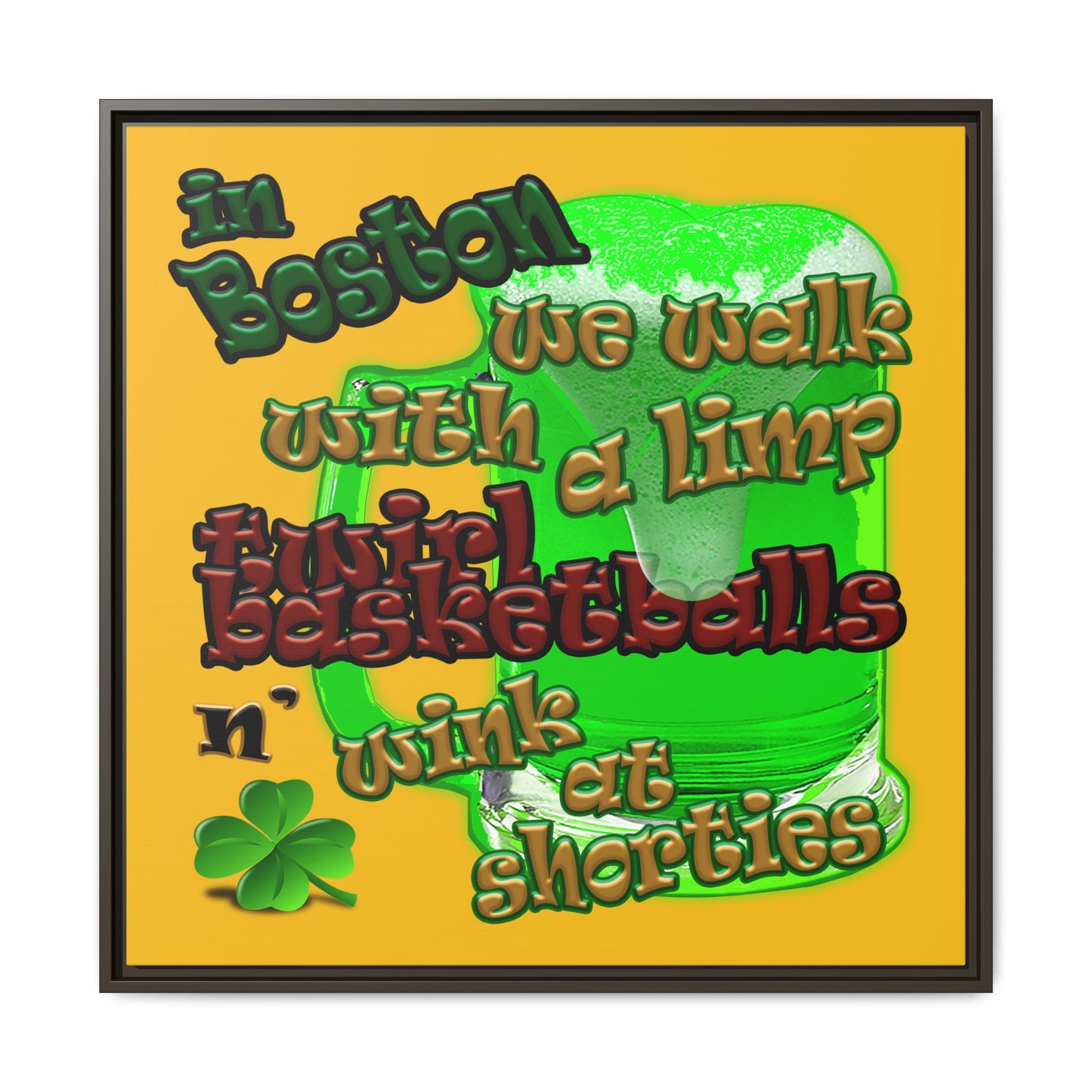 celtics logo - framed canvas art (yellow)