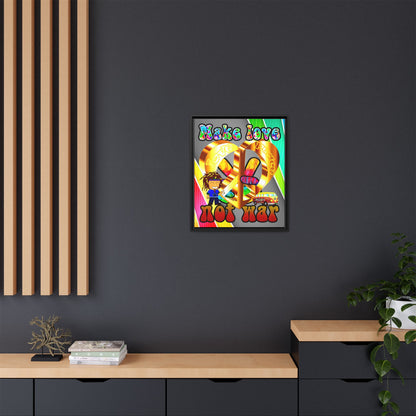 love peace - framed canvas art (rainbow split)