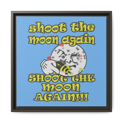 shoot the moon again - framed canvas art (light blue)