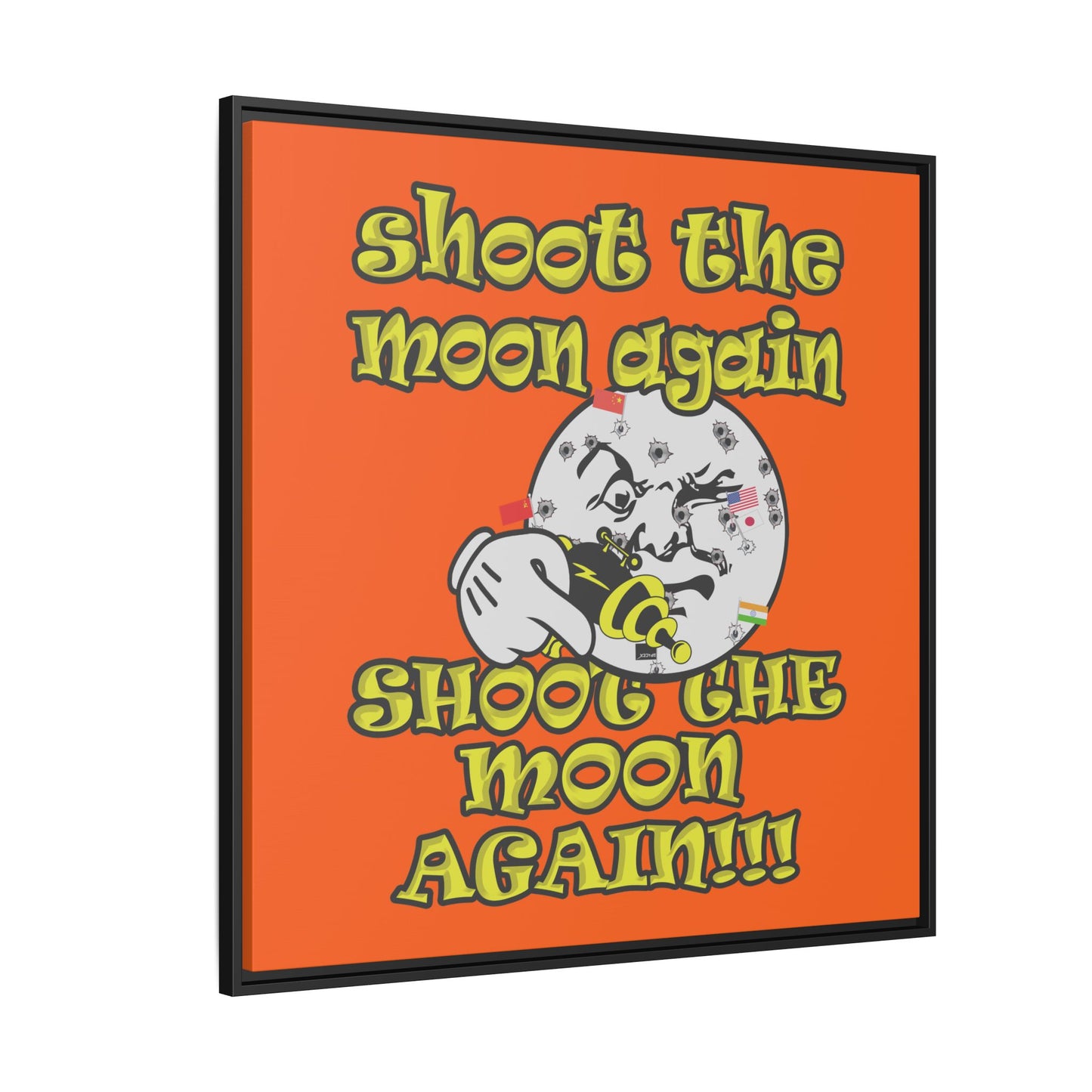 shoot the moon again - framed canvas art (orange)