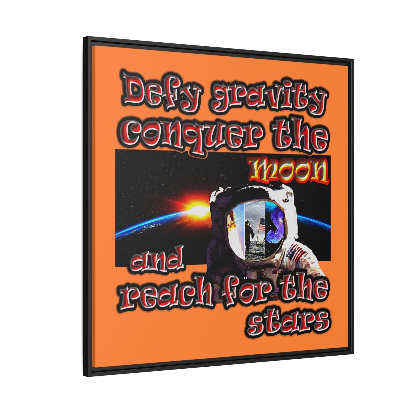 defy conquer reach - framed canvas art (crusta)