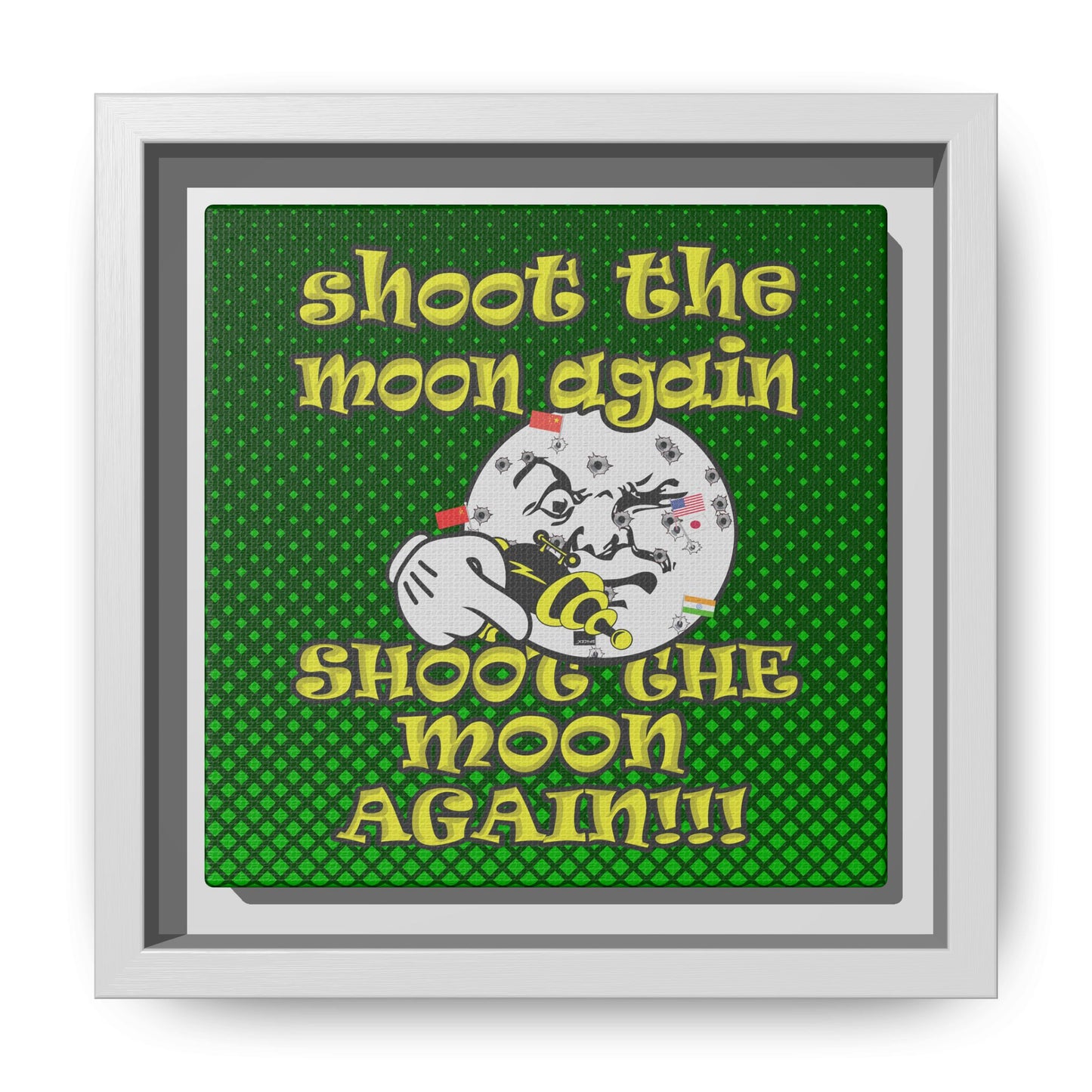 shoot the moon again - framed canvas art (logo green)