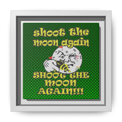 shoot the moon again - framed canvas art (logo green)