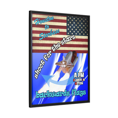 shoot for the stars - framed canvas art (blue-white wave)