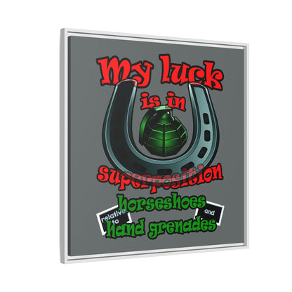 my luck - framed canvas art (dark grey)