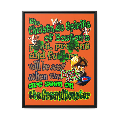 christmas spirits of boston - framed canvas art (orange)