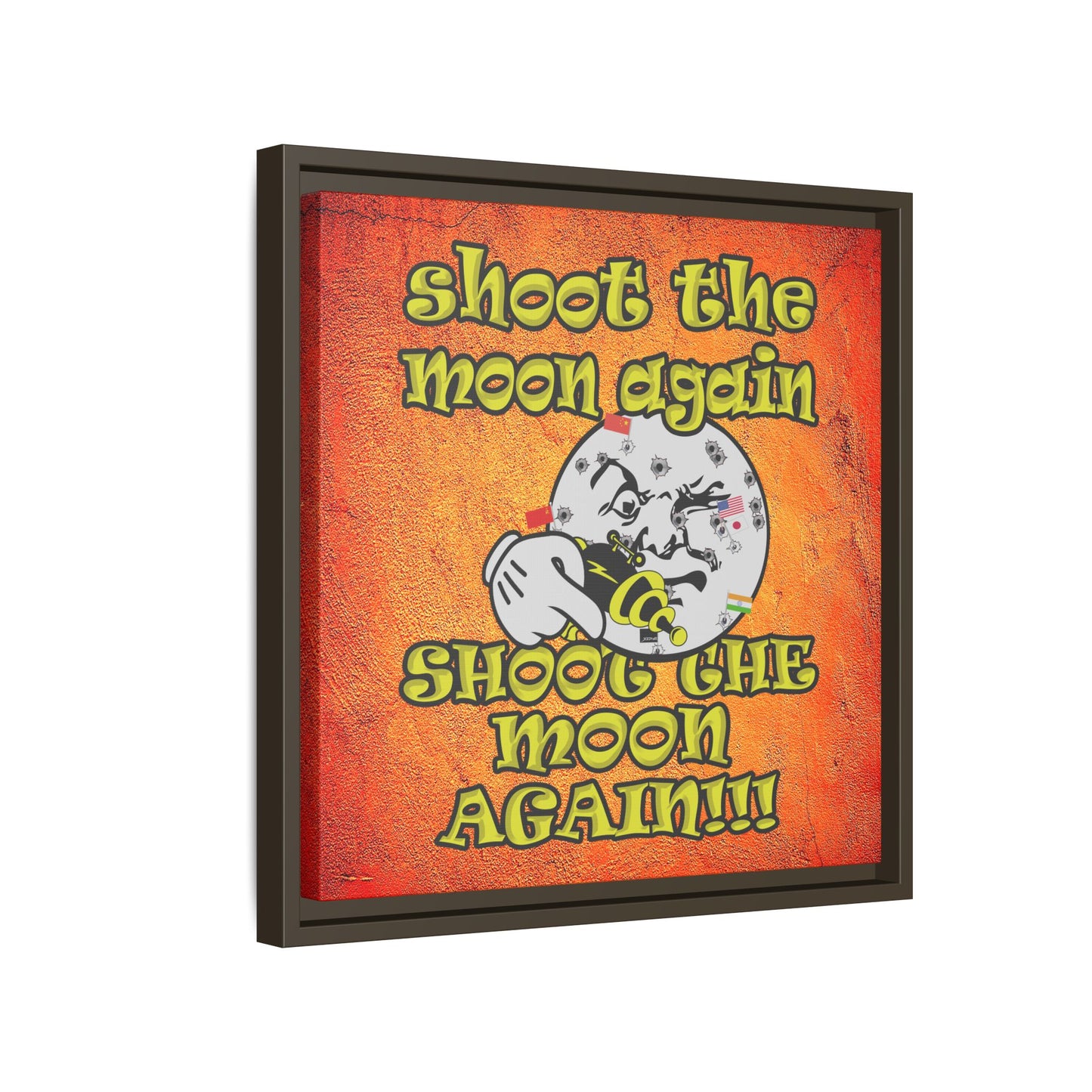 shoot the moon again - framed canvas art (burnt orange)