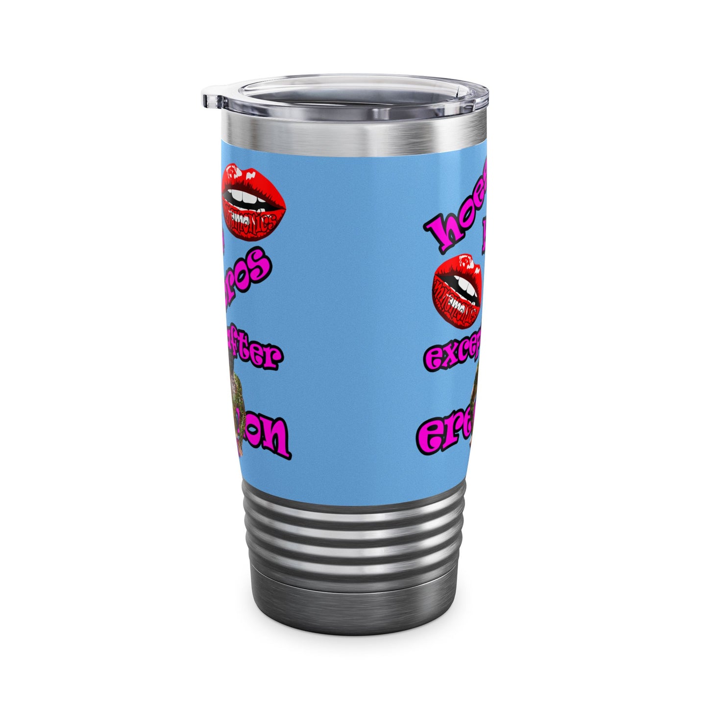 hoes b4 bros - Ringneck Tumbler, 20oz (light blue)