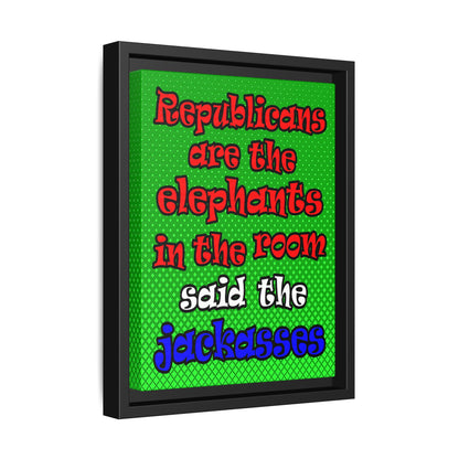 donkeys and elephants - framed canvas art (logo green)