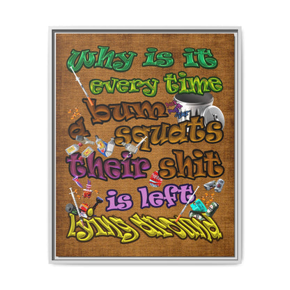 the bum's shit - framed canvas art (brown papyrus)